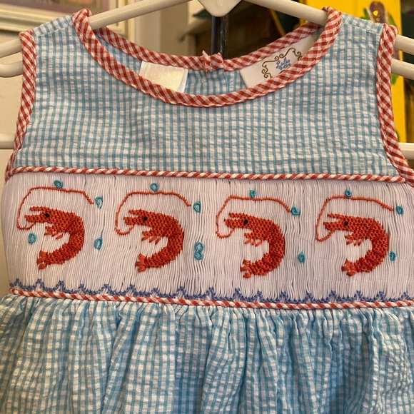 Lulu Bebe Infant Girls Smocked Romper size 6 months - Picture 5 of 13
